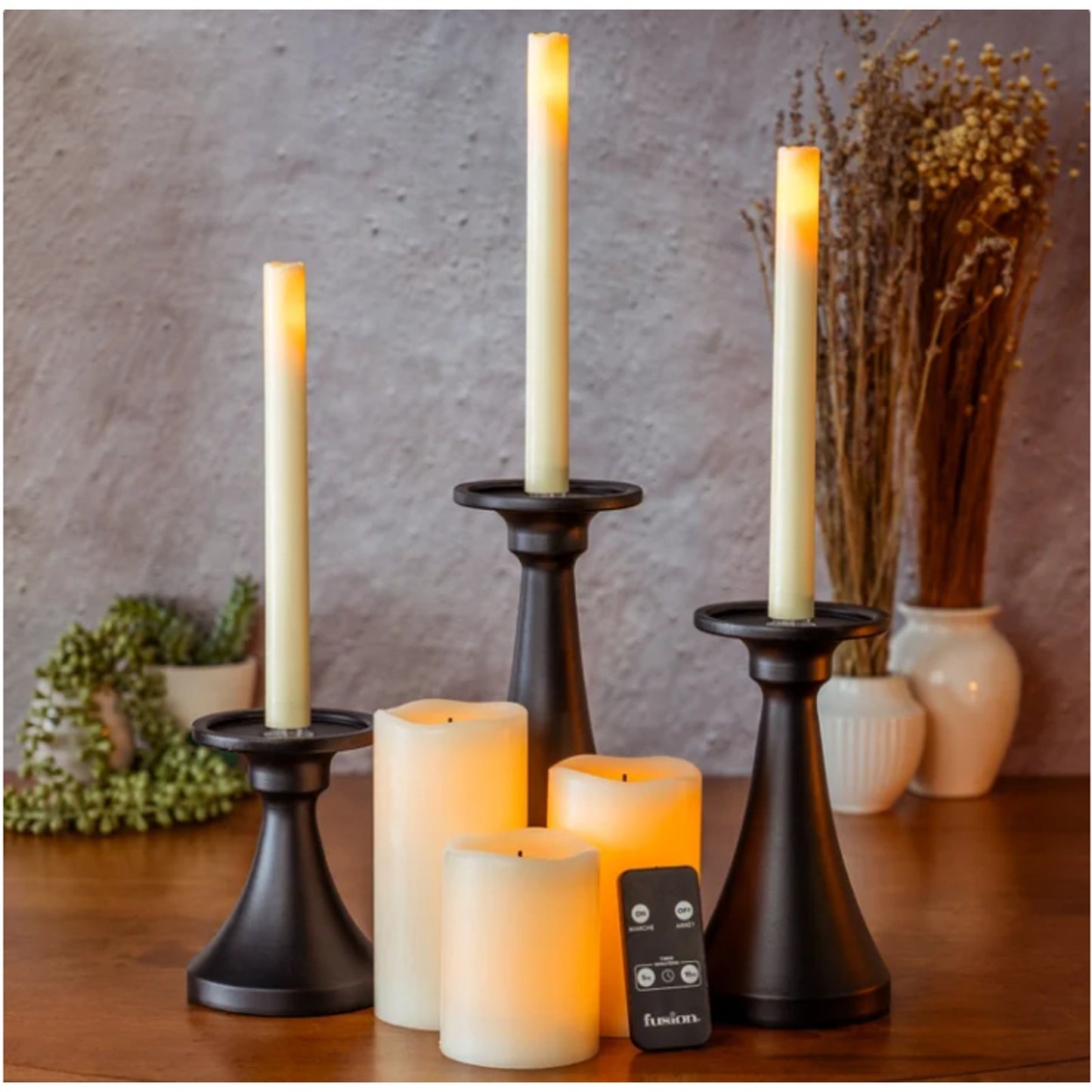 Fusion Tapers, Pillars, Holders and Remote, 9-piece Set