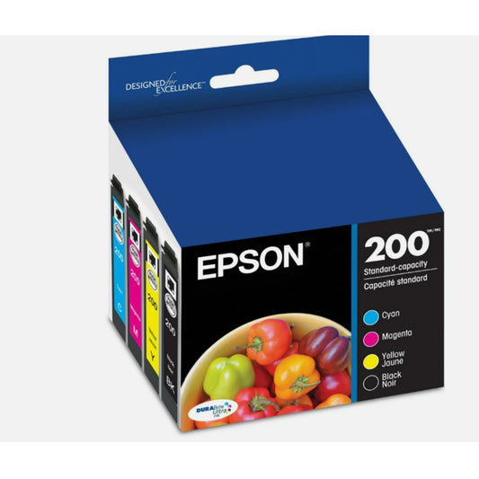 Genuine Epson 200 Black Cyan Magenta Yellow Ink Cartridges 4 Pack Combo Exp 2027