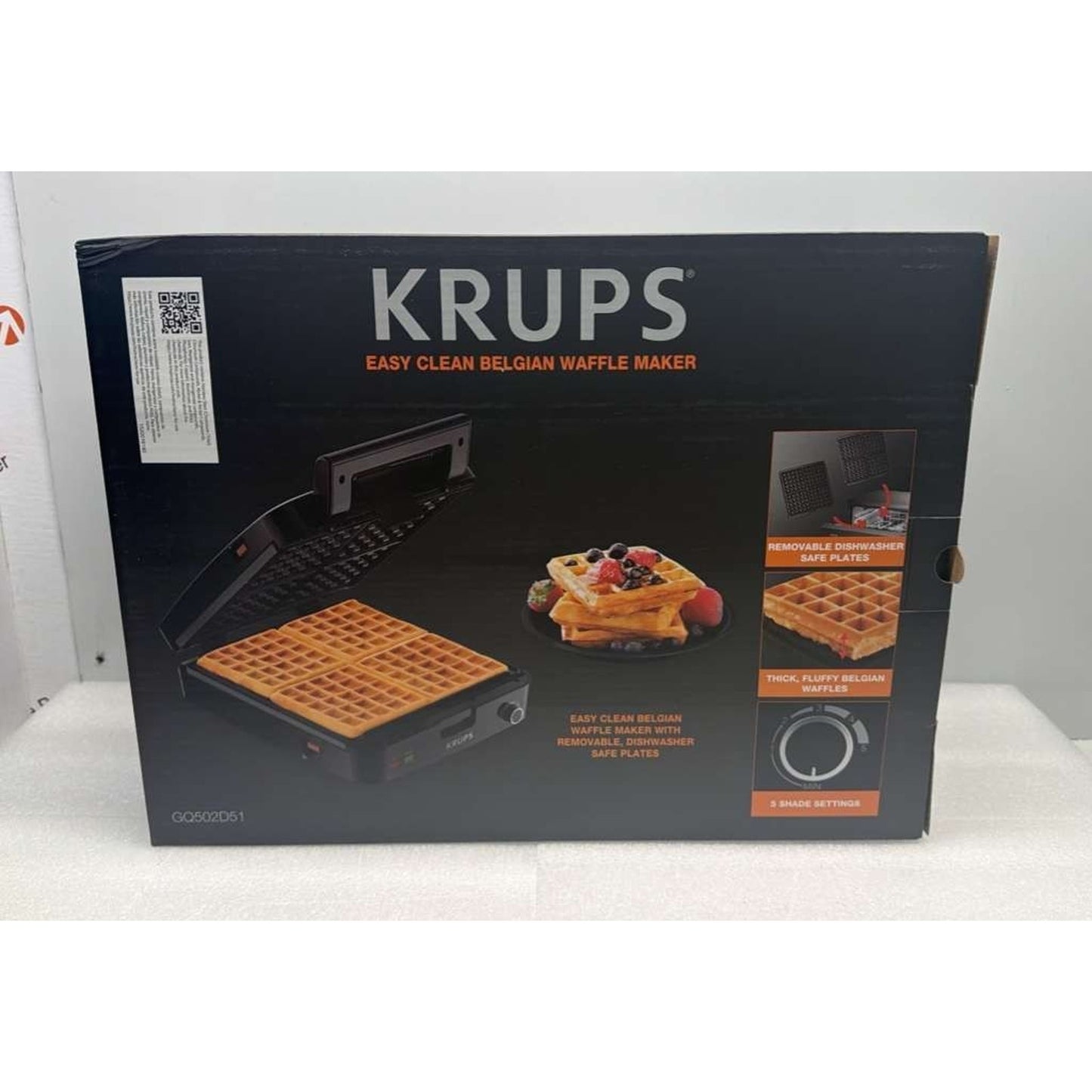 KRUPS 4-Slice Belgian Waffle Maker Stainless Steel, 5 Browning Levels, Audible