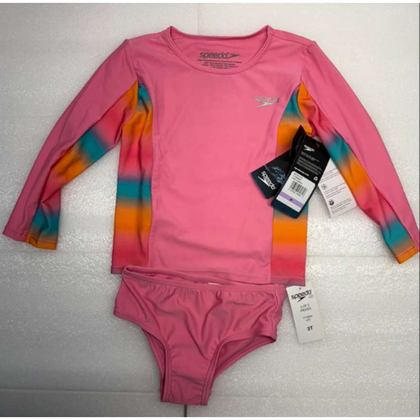 Speedo Girl's Uv Swim Shirt Long Sleeve Rashguard Set 3T