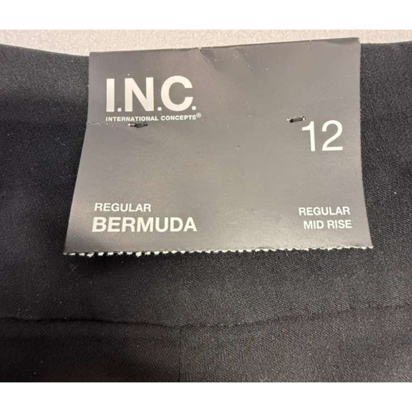 INC Women's Mid Rise Pull-On Stretch Bermuda Shorts Black Sz 12