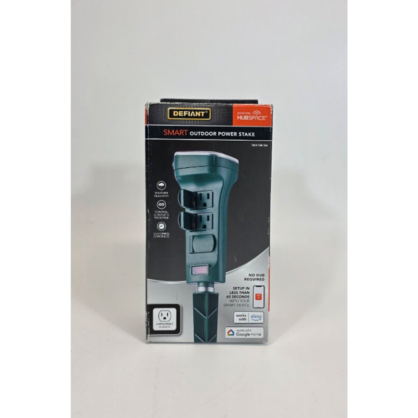 Defiant Smart Outdoor 4 ft. 6-Outlet Power Stake Timer Powered by Hubspace