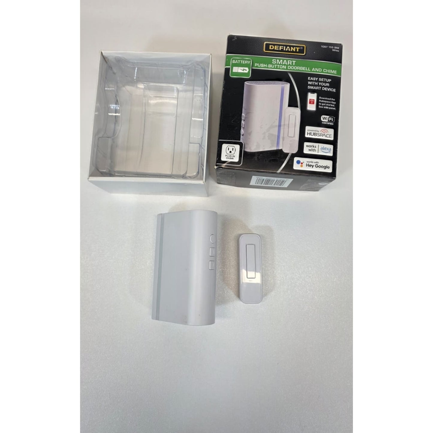 Defiant Hubspace Wi-Fi Smart Plug-In White Doorbell Kit Wireless Push Button