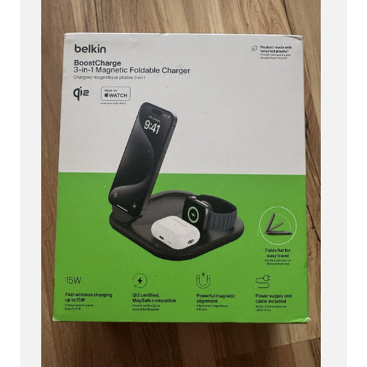 Belkin BoostCharge 3-in-1 Magnetic Foldable Charger (Black) 745883889990