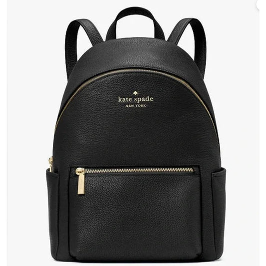 Kate Spade Leila Black Pebbled Leather Dome Backpack Bag