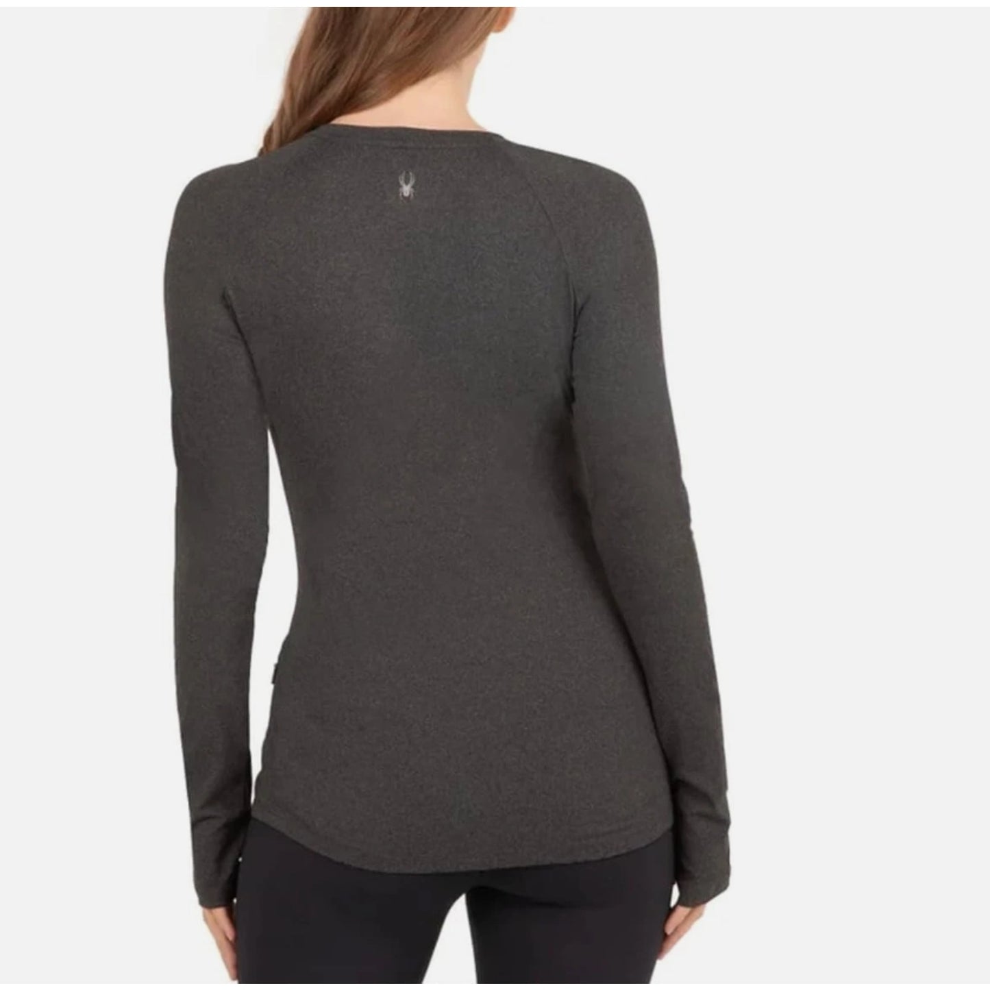 Spyder Active Women's Peached Jersey Long Sleeve Thumbholes Top, Black HR, XL