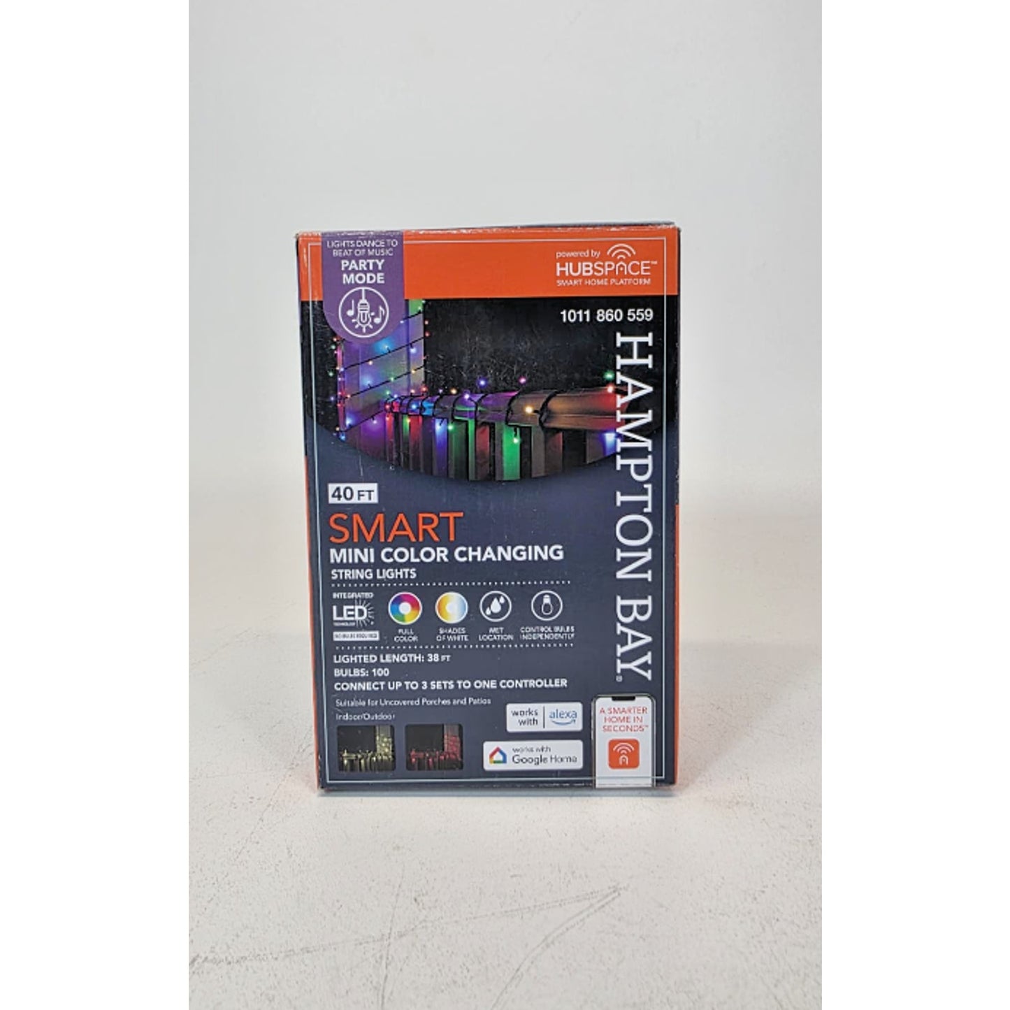 Hampton Bay Smart 100 Bulb 40 Ft Mini Color Changing String Light Indoor/Outdoor