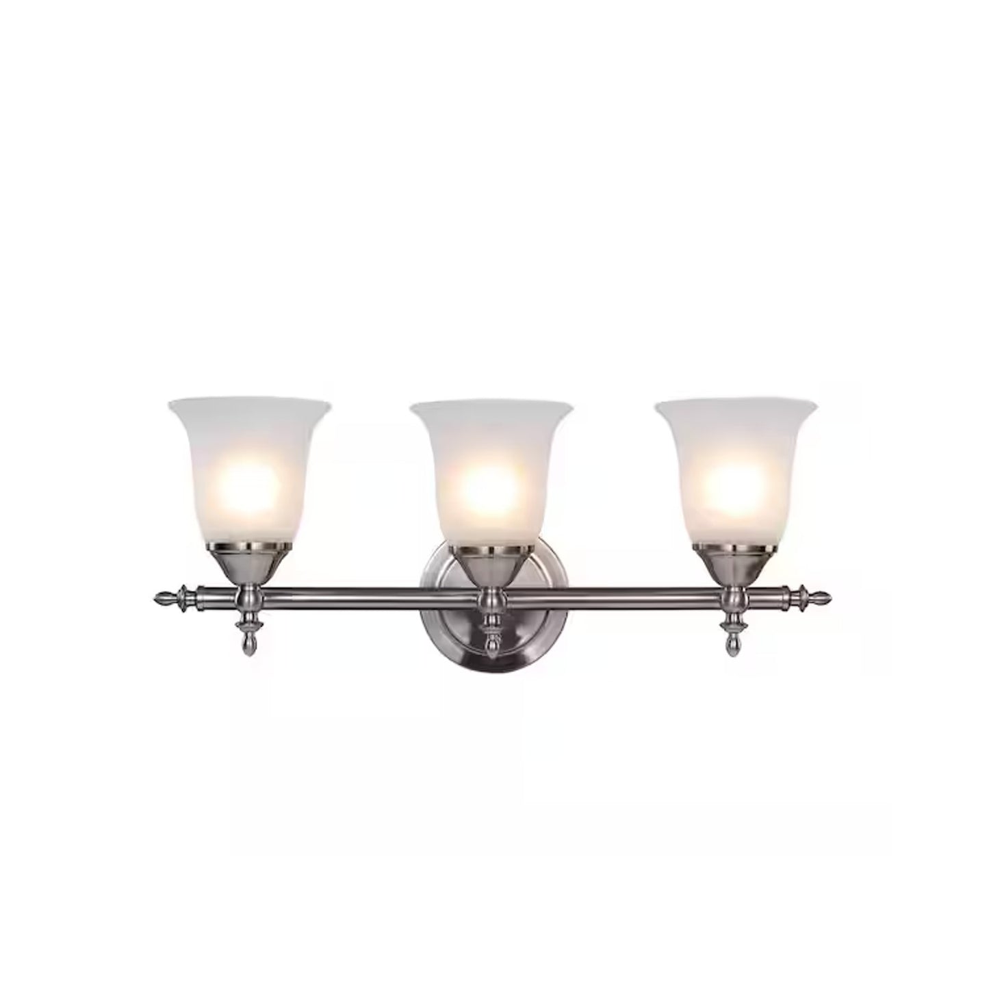 Hampton Bay Olgelthorpe 3-Light Brushed Nickel Vanity Light New