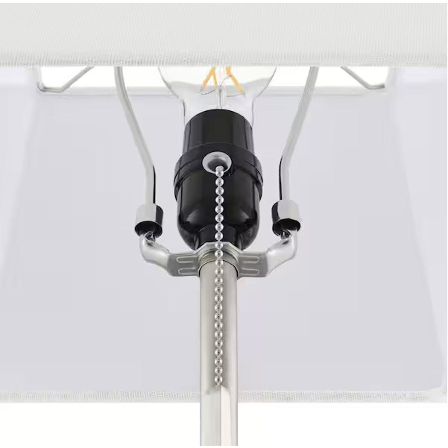 Stanton 20" Brushed Nickel Table Lamp w/ White Fabric Shade and Polarized Outlet