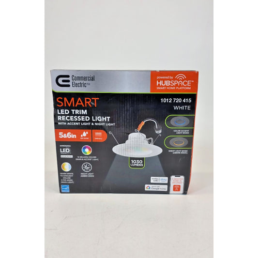 Commercial Electric 5/6in Smart LED Recessed Light Trim RGB Adjustable CCT Night