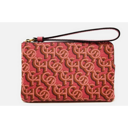 Coach Corner Zip Wristlet With Monogram Print Rouge CF548