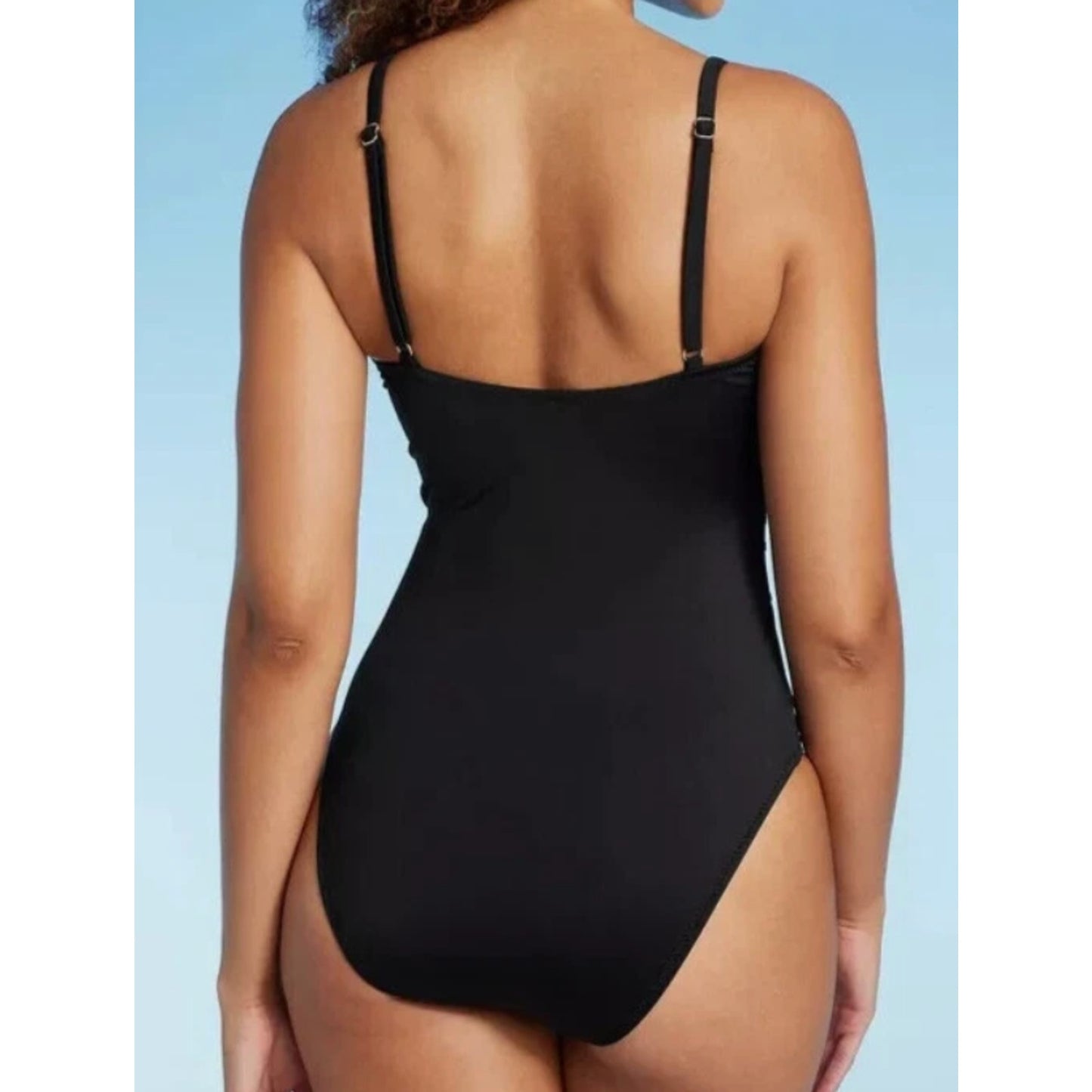 Women's Mesh Front One Piece Swimsuit - Shade & Shore Black Size Small 4-6