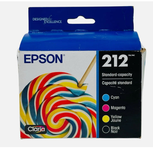 Genuine Epson 212 Ink Cartridges Black Yellow Magenta Cyan Combo 04/2028 Sealed