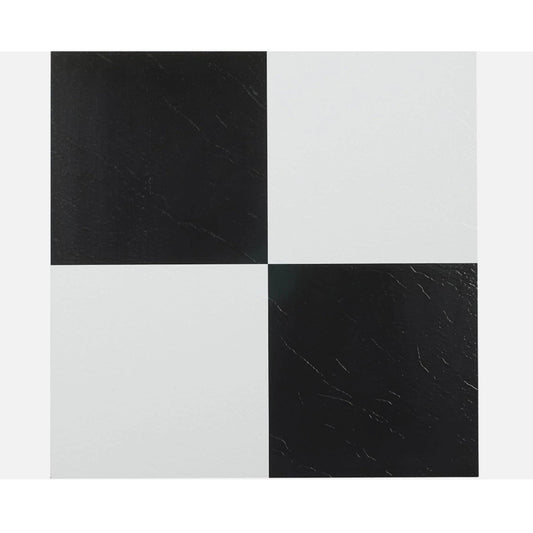 Black and White Vinyl Peel and Stick Tile Square 20 PK Luxury Flooring 12 X 12