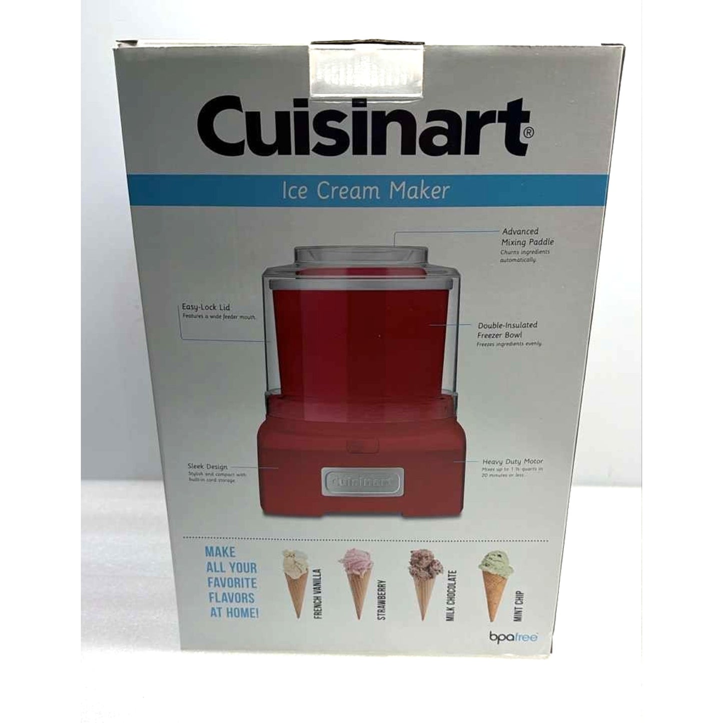 Cuisinart 1.5 Quart Frozen Yogurt Ice Cream Sorbet Maker - Red
