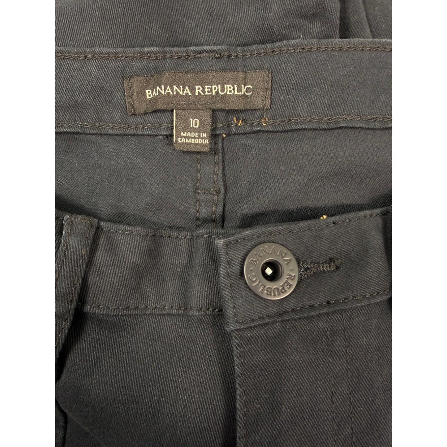 Banana Republic Women's High Rise Twill Cotton Pant, Size 10 Black