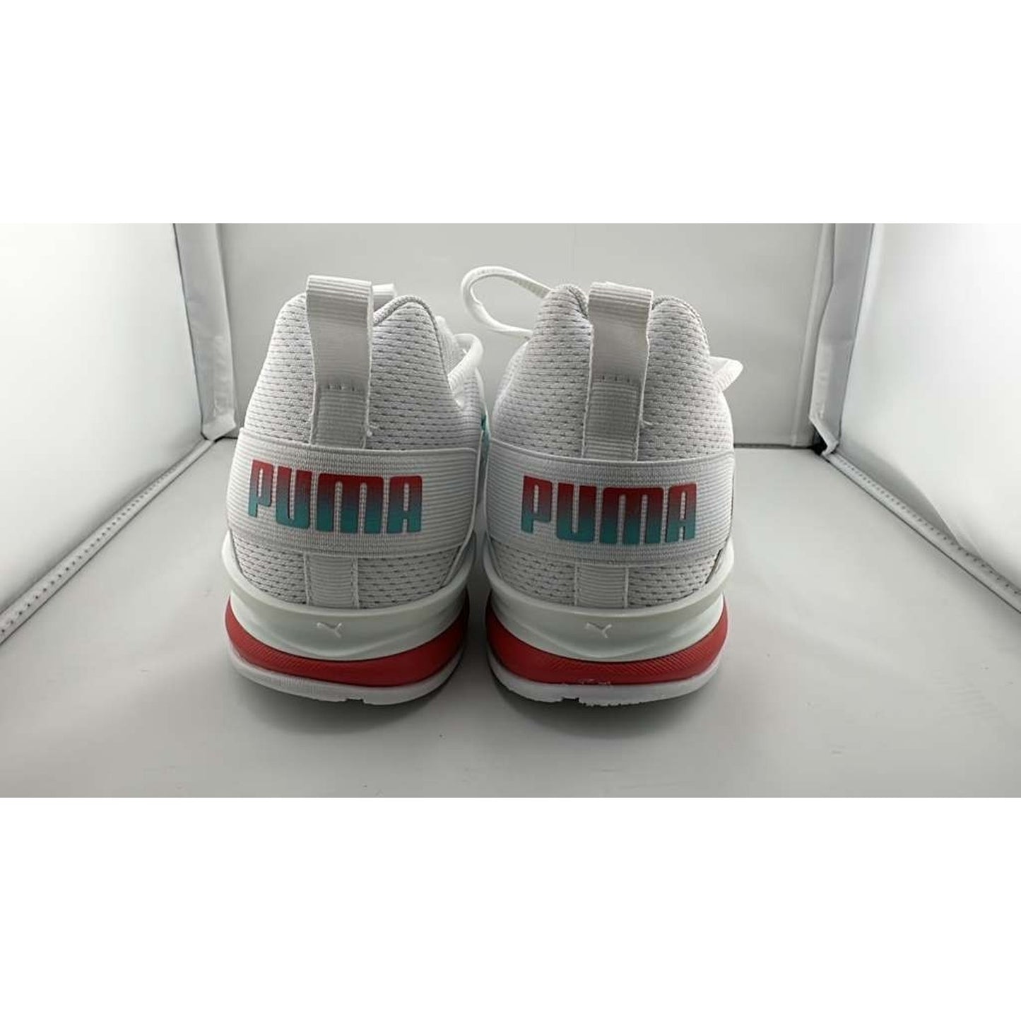 PUMA Wmn's Axelion Bright Training Shoes, White/Elektro Aqua/Bright Pink Sz 9.5