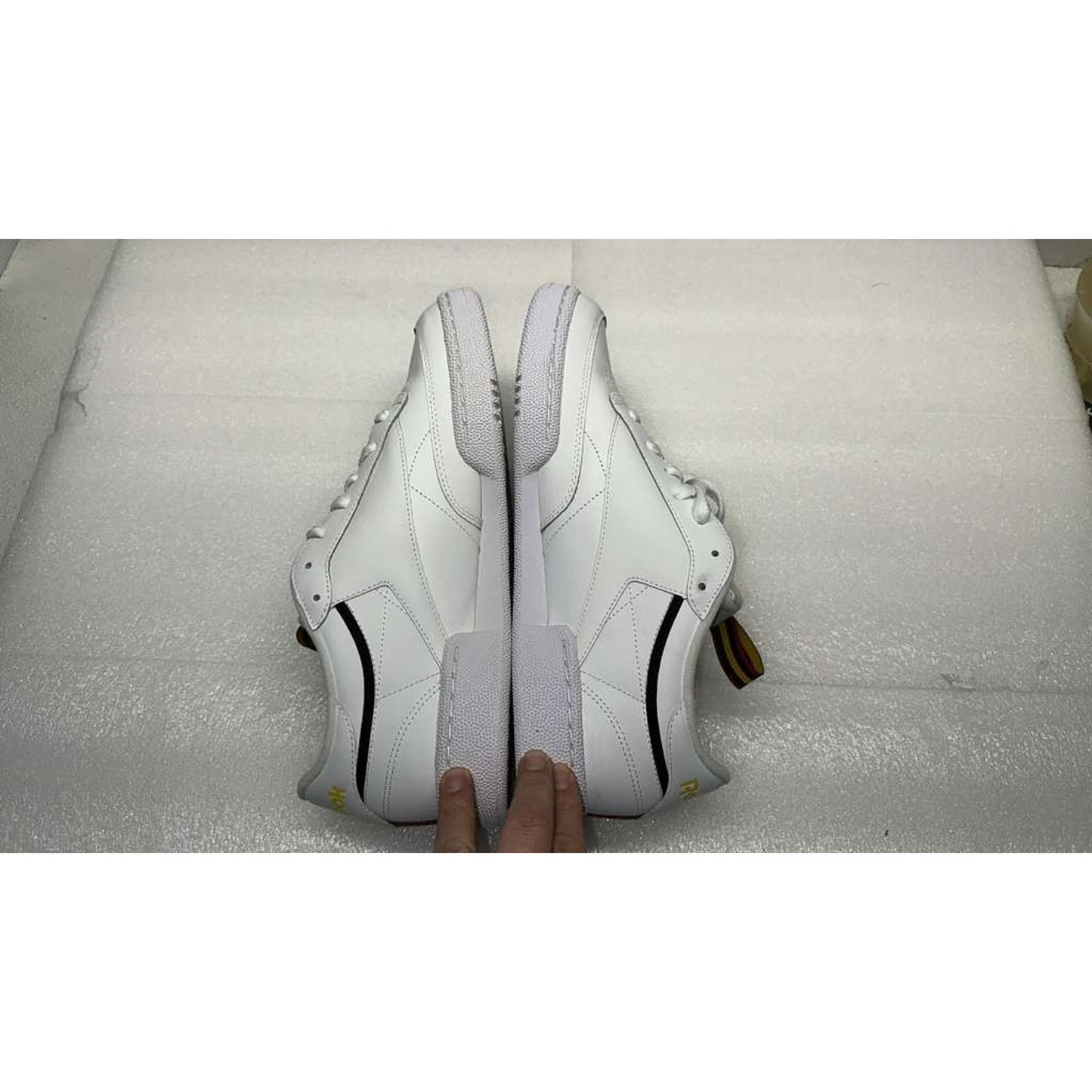 Reebok Club C 85 MU Sneaker in White with Collegiate Gold/Red EG5248 Size 11.5