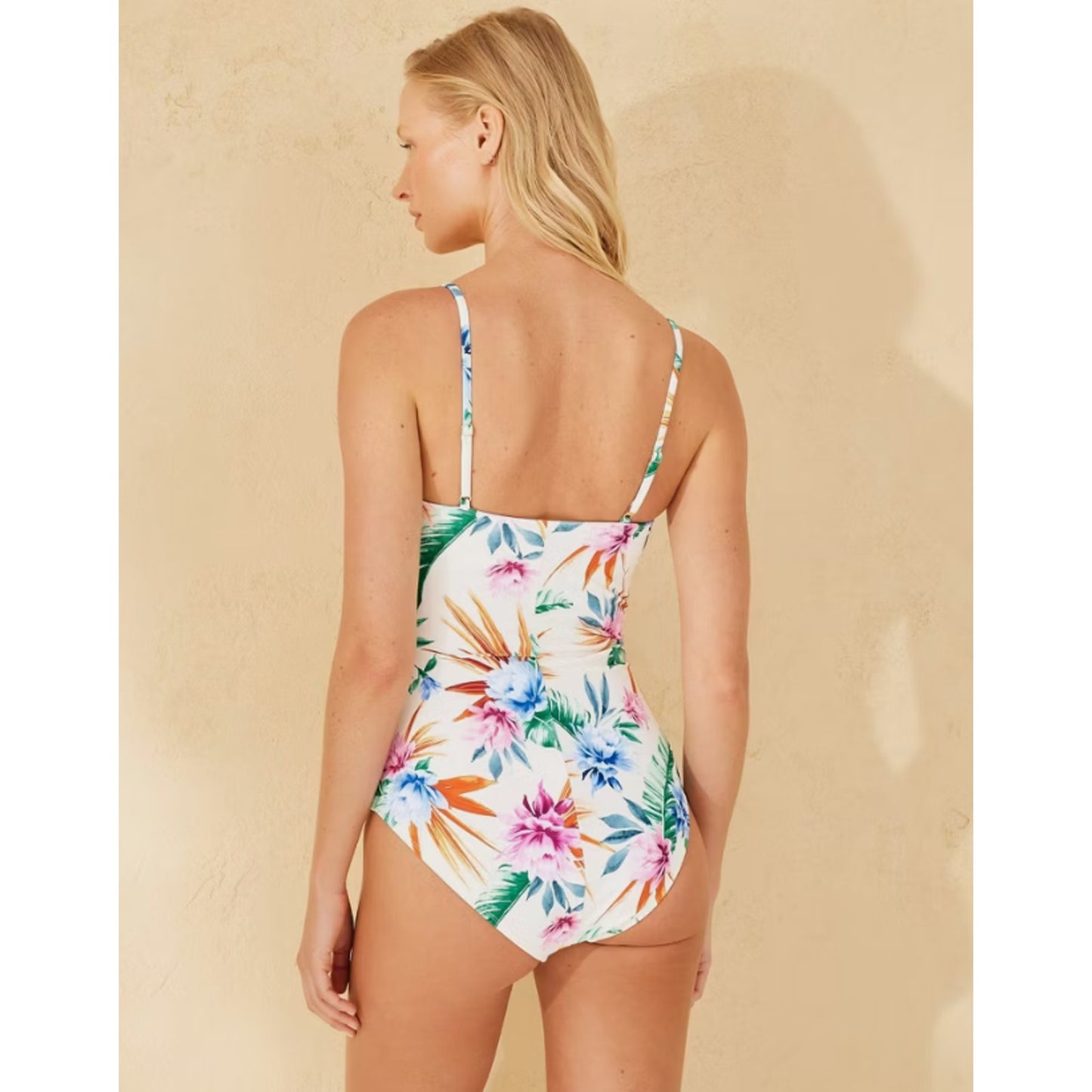 Women's High Leg Cheeky One Piece Swimsuit - Shade & Shore Cream Floral Med 8-10