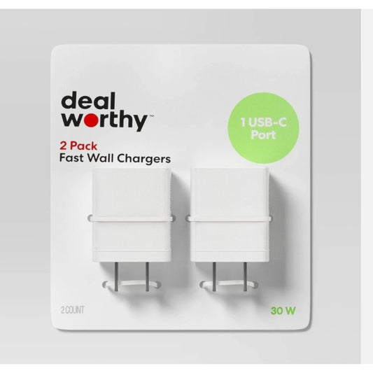 Single Port 30W USB-C Wall Chargers 2pk - Dealworthy™ White: Quick Charge Electr