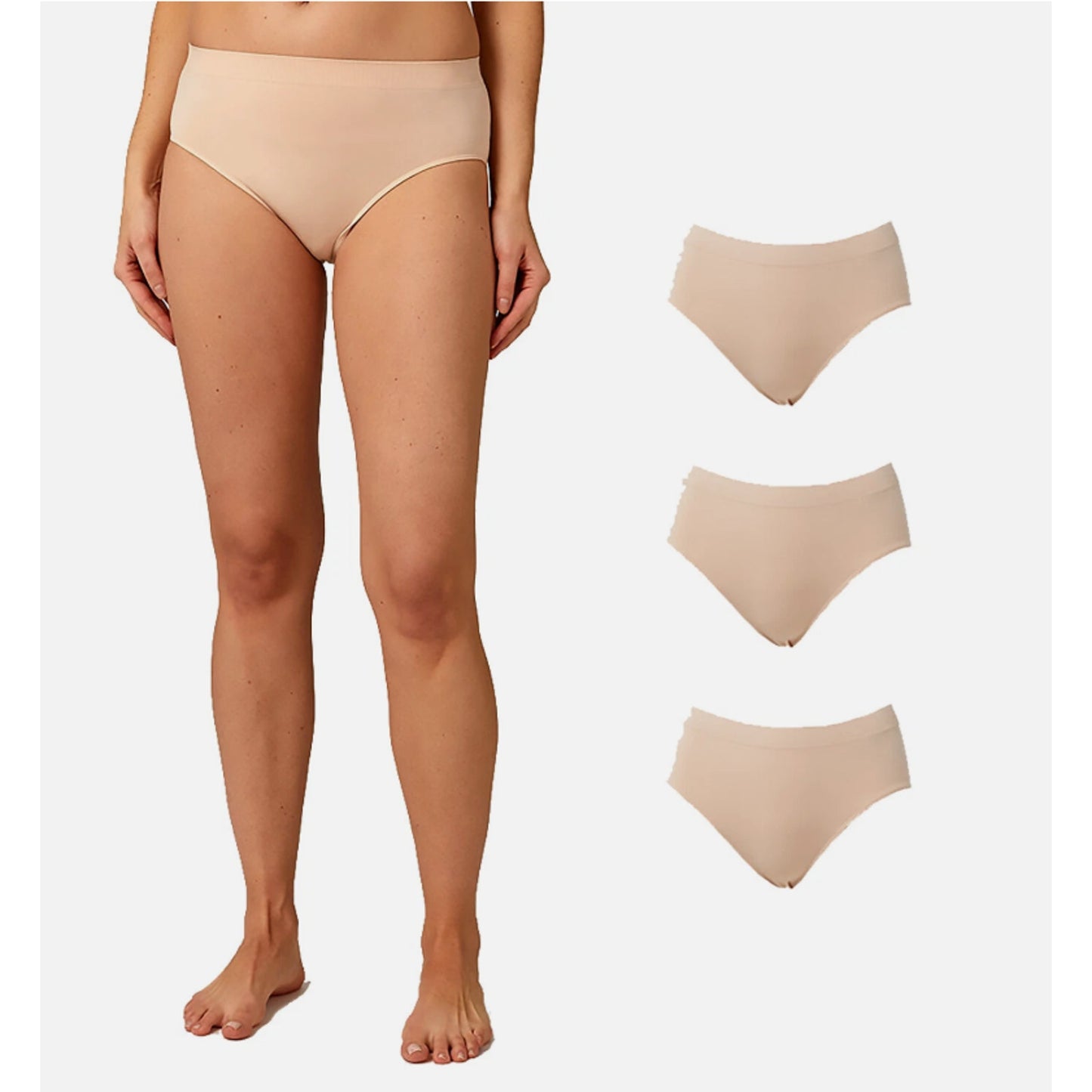 32 Degrees Women S 3-Pack Seamless Stretch Comfort Briefs - Tan - X-Small