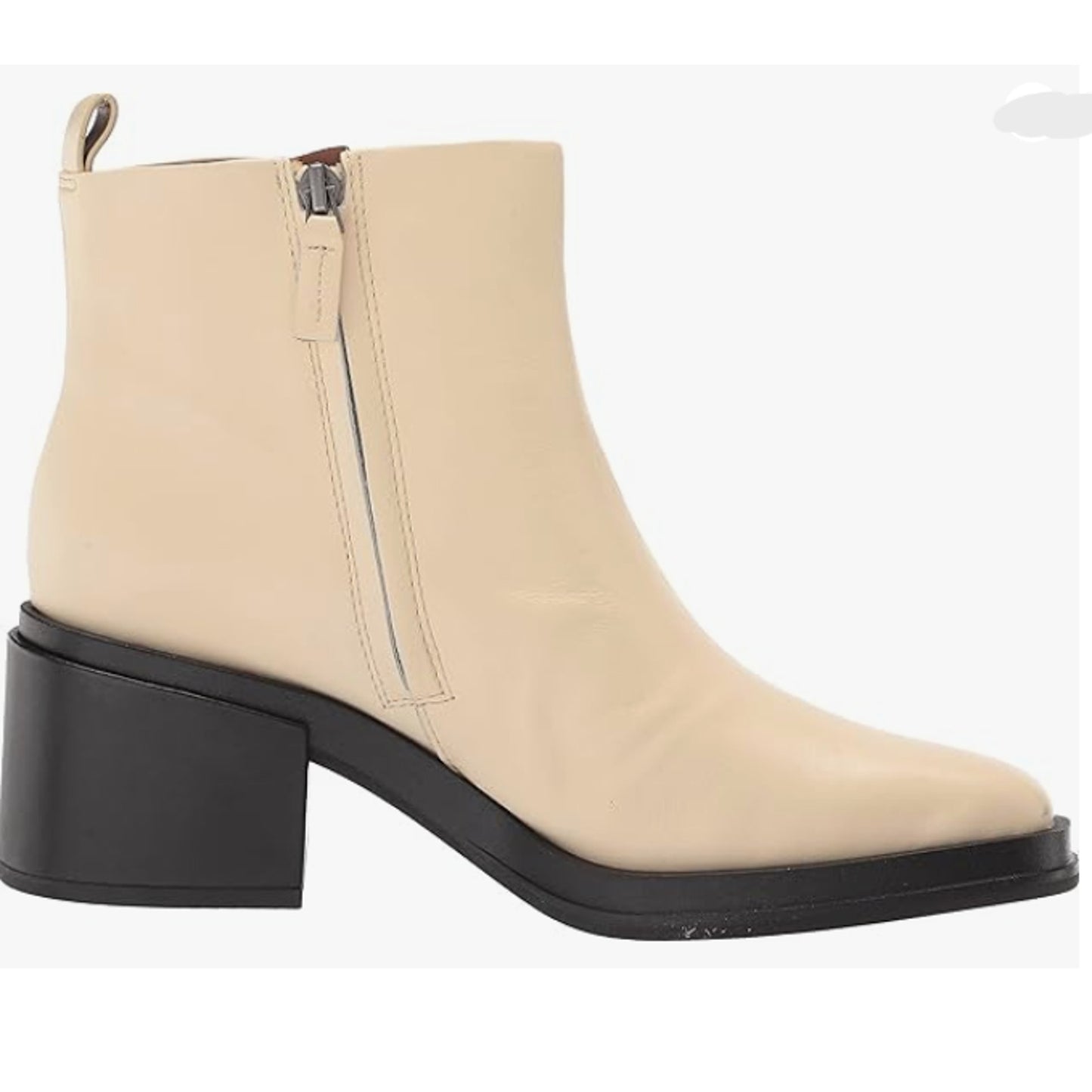 Franco Sarto Womens Dalden Beige Leather Ankle Booties Sz 6.5 M Block Heel Zip