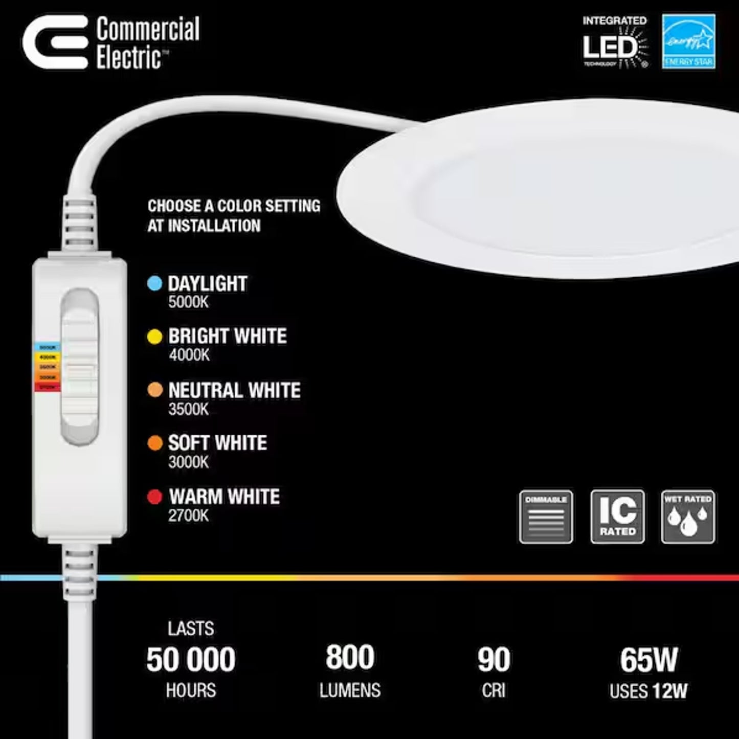 Premium Series 4 in. LED, 2-Level Lumen Select, Ultraslim Canless Recessed Light