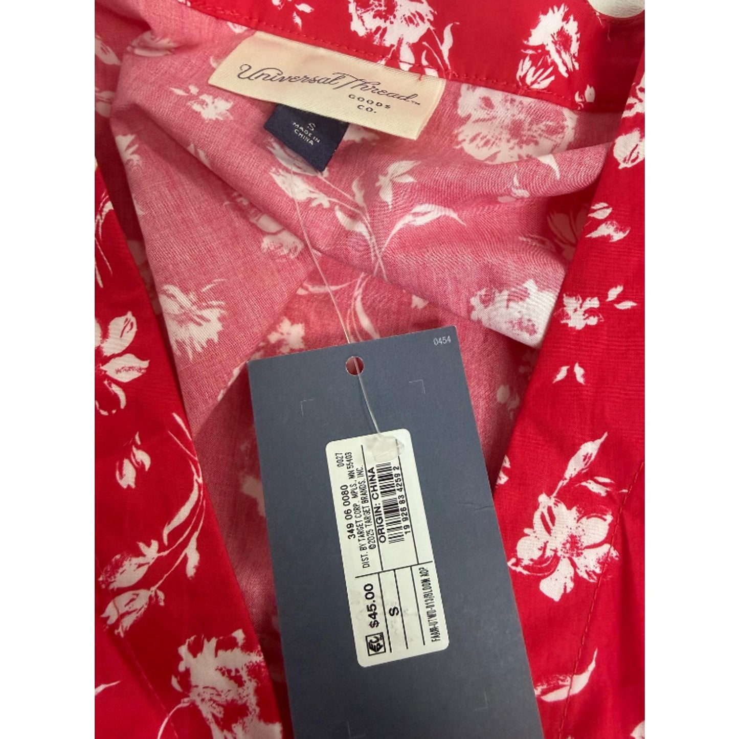 Universal Thread Women's Puff Short Sleeve MIDI Wrap Dress -  Red Floral S