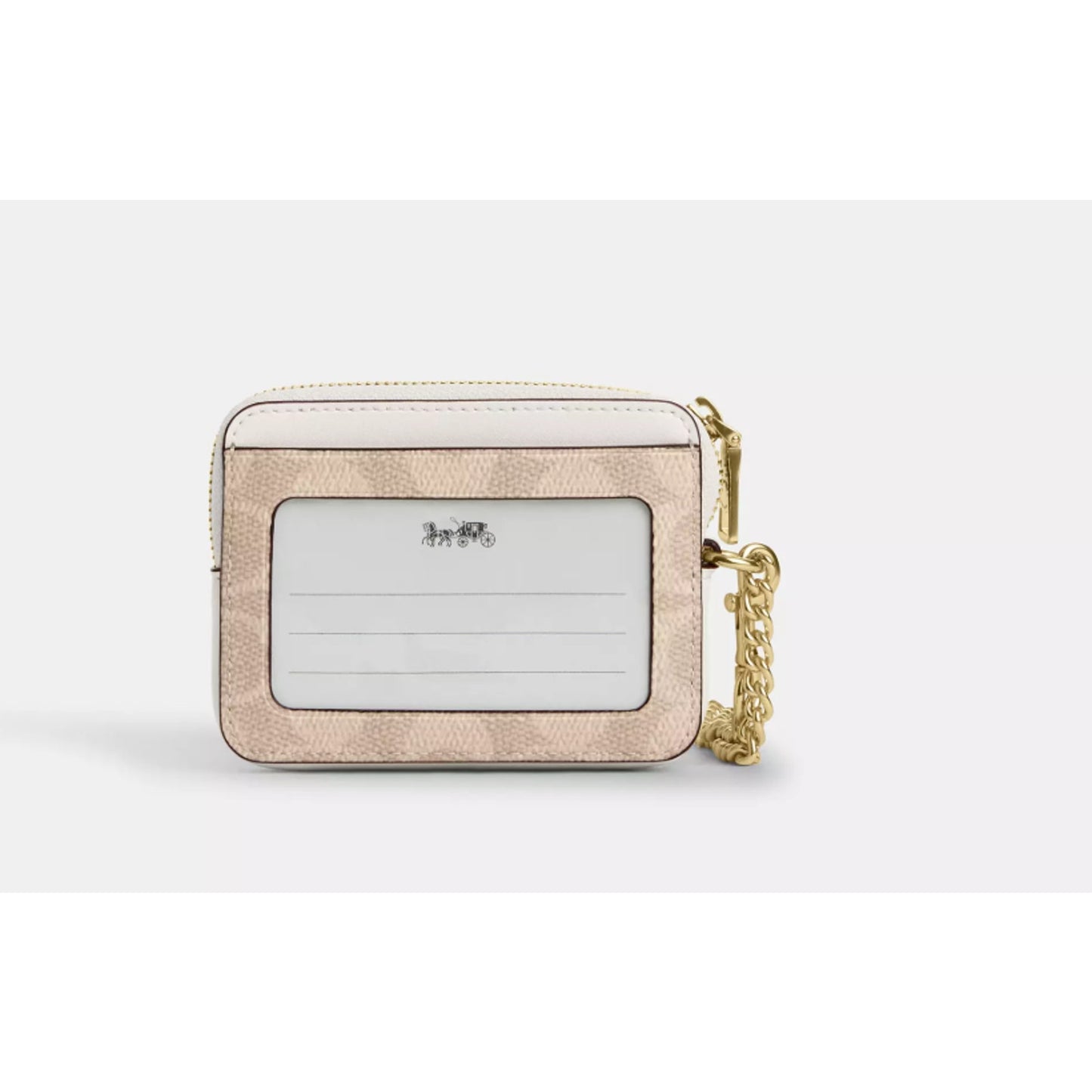 Coach Sand Chalk Signature Canvas Zip Card Case Wallet