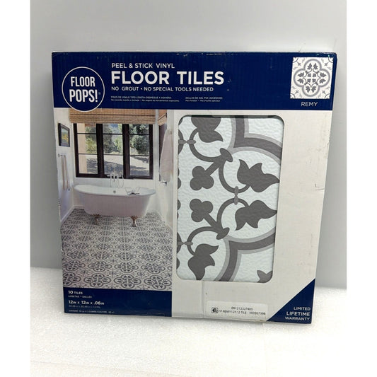 FP2953 Remy Peel & Stick Floor Tiles 12x12 Inch Self Adhesive Grey