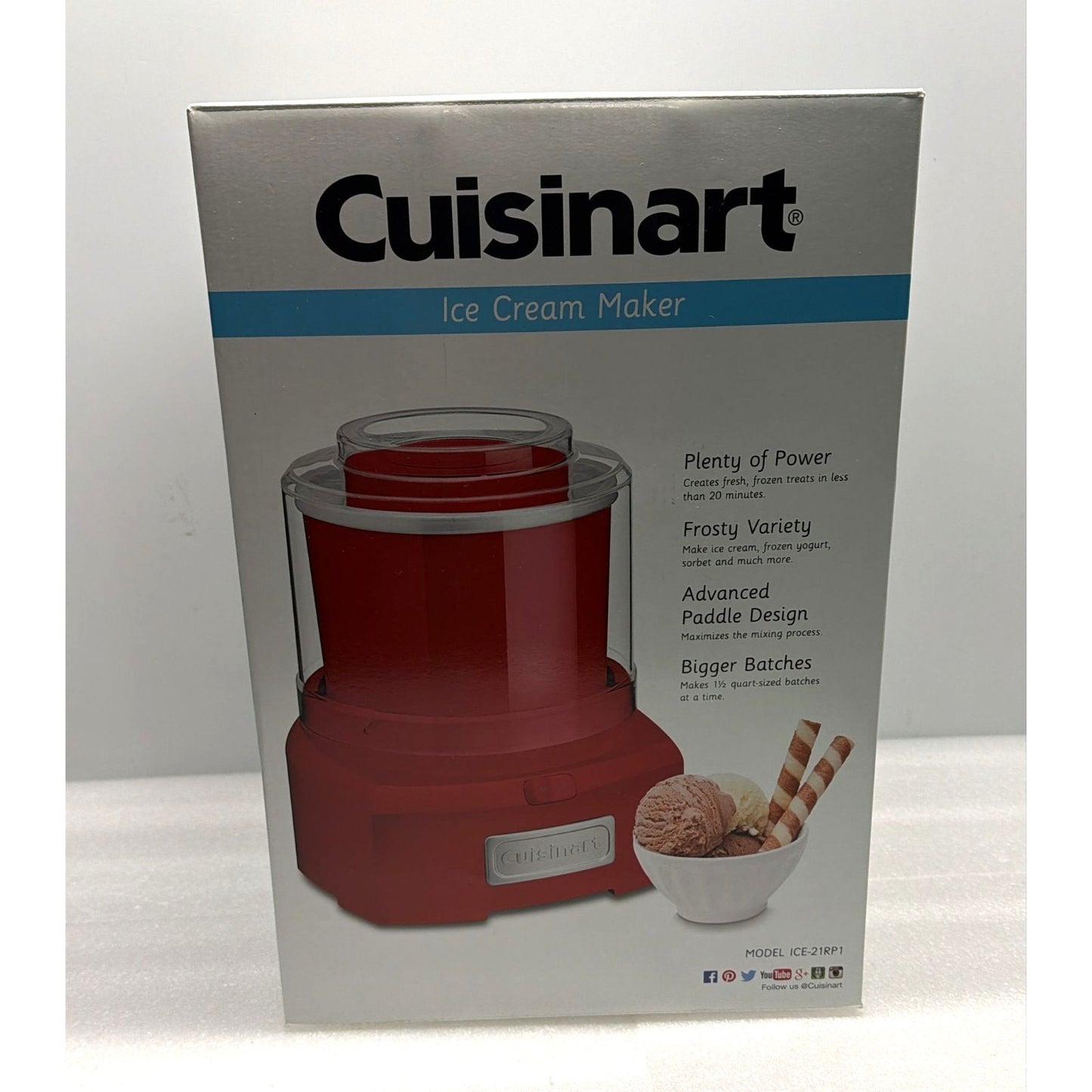Cuisinart 1.5 Quart Frozen Yogurt Ice Cream Sorbet Maker - Red