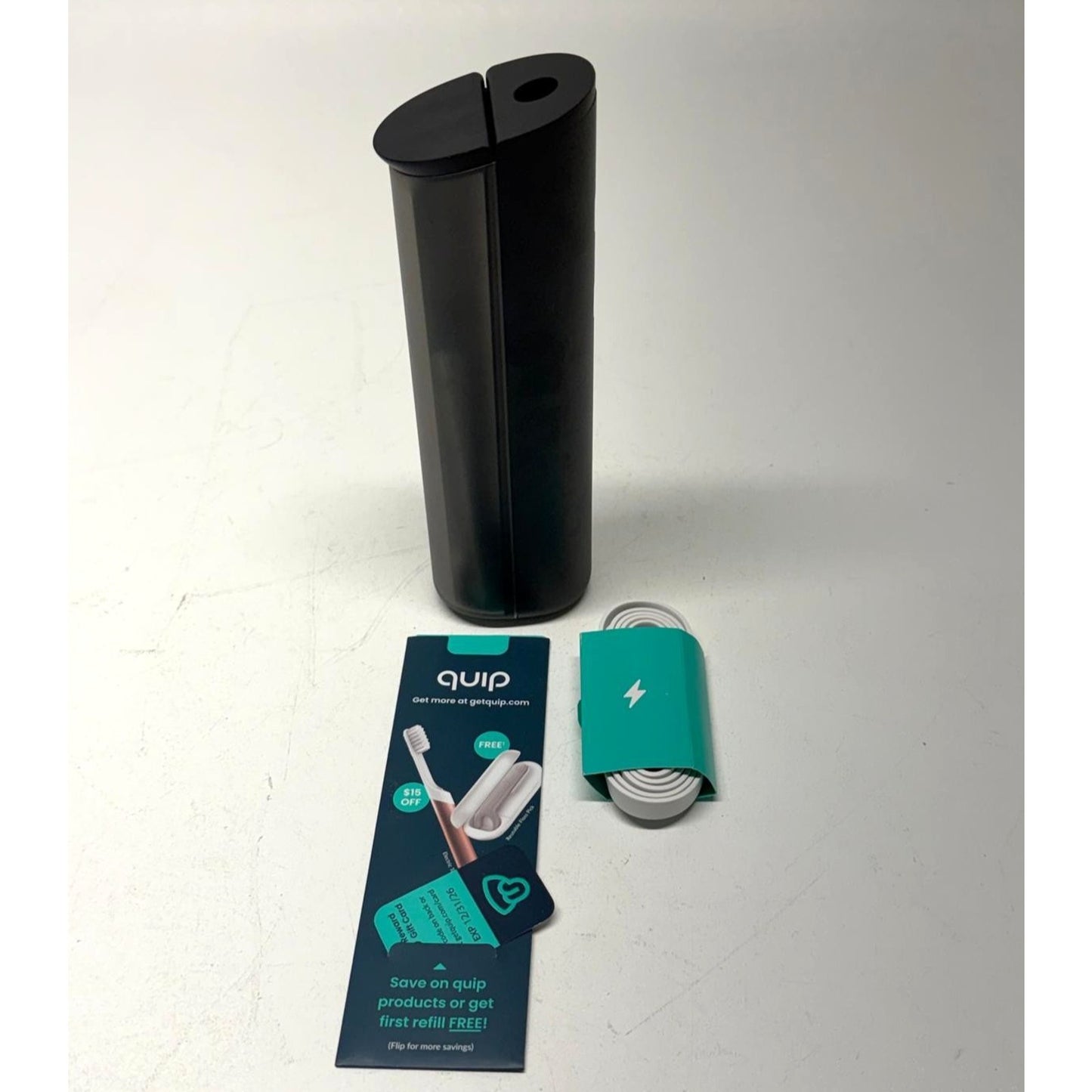 Quip Rechargeable Water Flosser Cordless All-Black Metal Body NIB