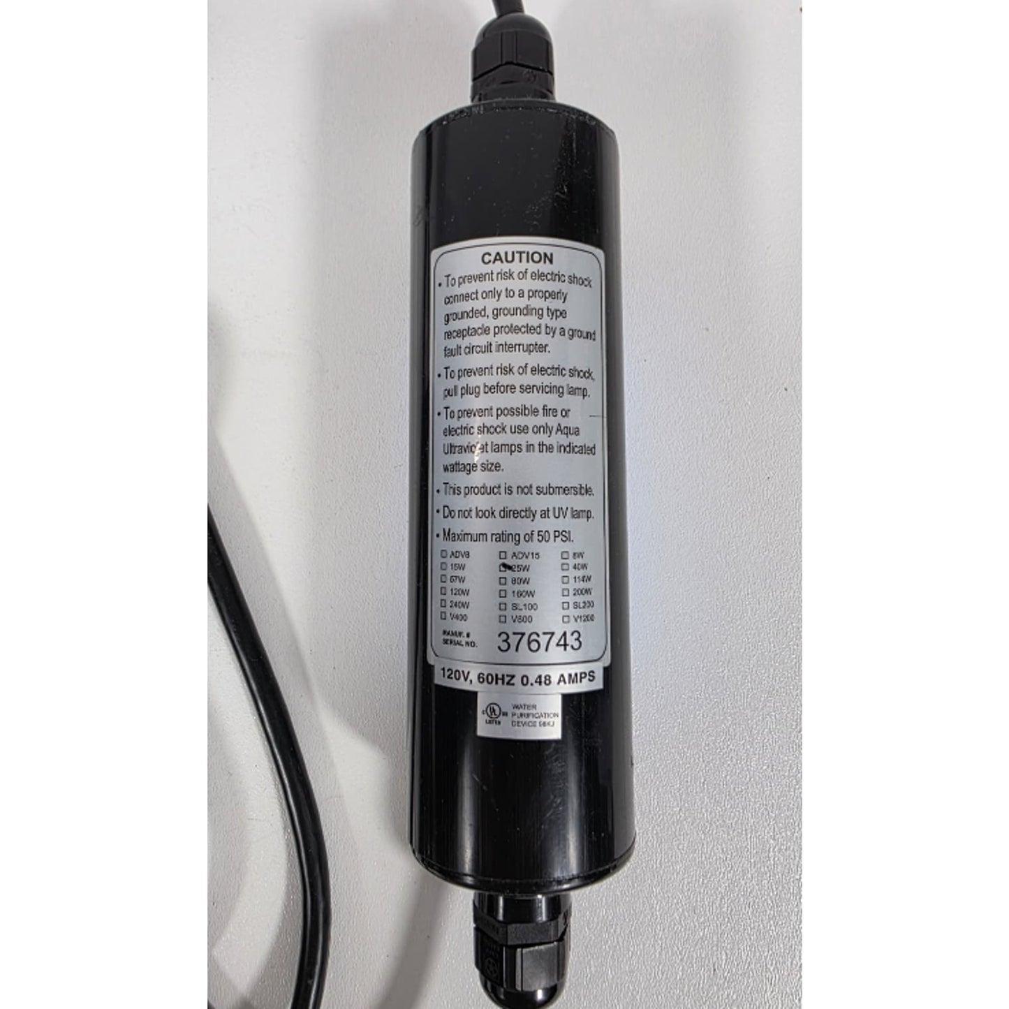 Aqua Ultraviolet 25 Watt Transformer Assembly A30024