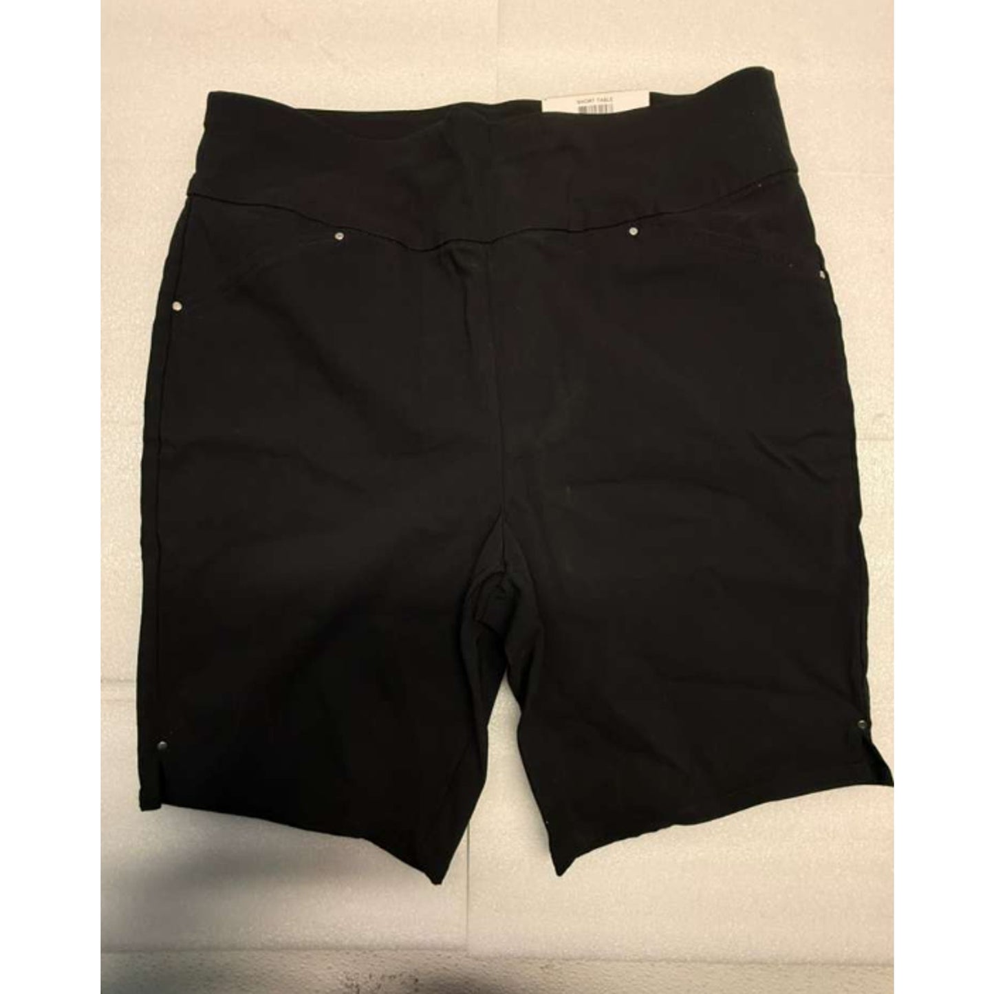 INC Women's Mid Rise Pull-On Stretch Bermuda Shorts Black Sz 12