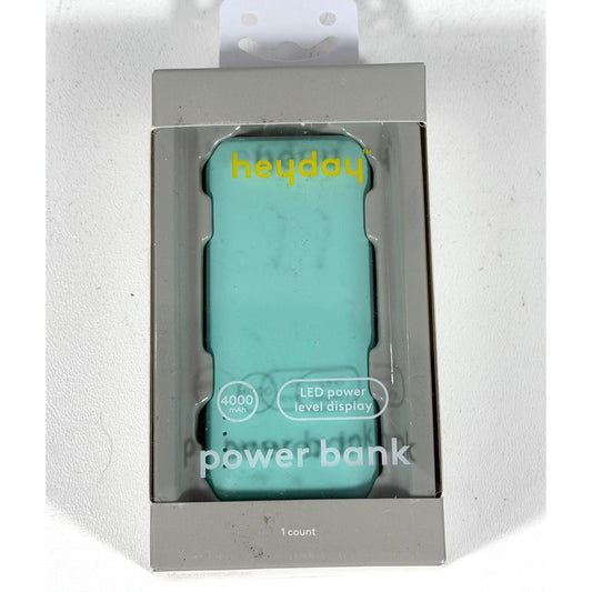 heyday™ - 4000mAh Power Bank - Spring Teal Green- USB-C, Charge Indicator Light