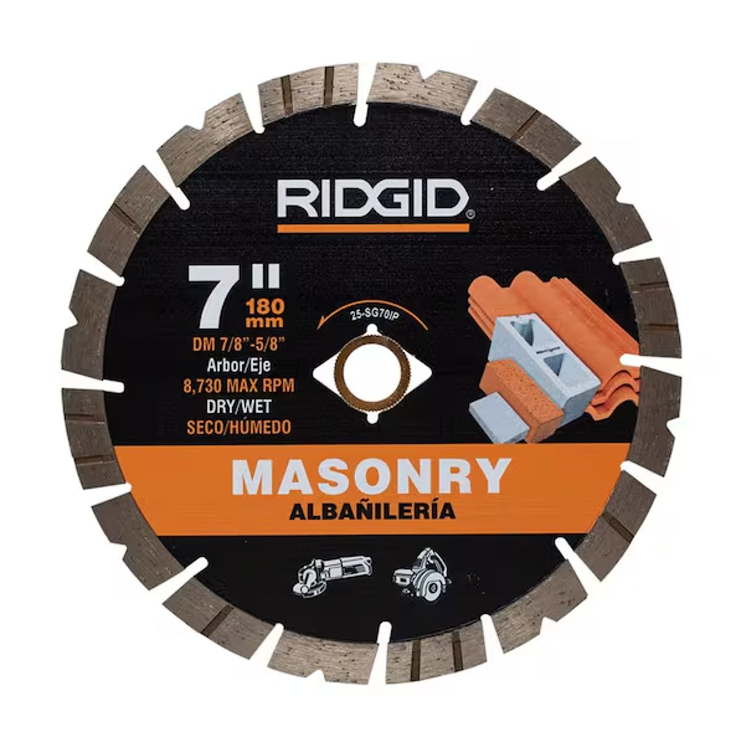 Ridge 7 in. Masonry Cutting Segmented Rim Diamond Saw Blade 850650003155