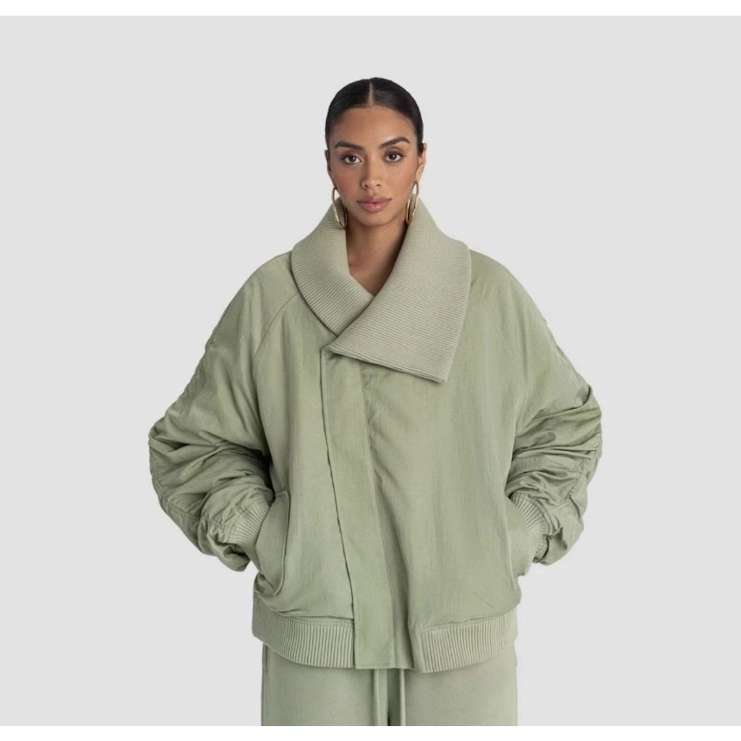 KBB by KAHLANA Women's 'The Shawl Collar Jacket' - Olive Green M