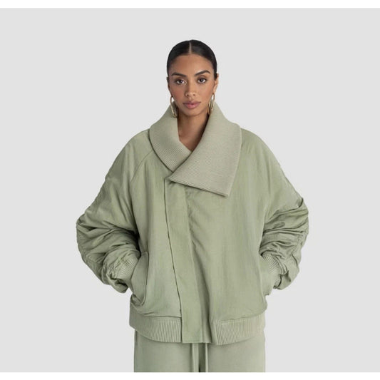 KBB by KAHLANA Women's 'The Shawl Collar Jacket' - Olive Green M