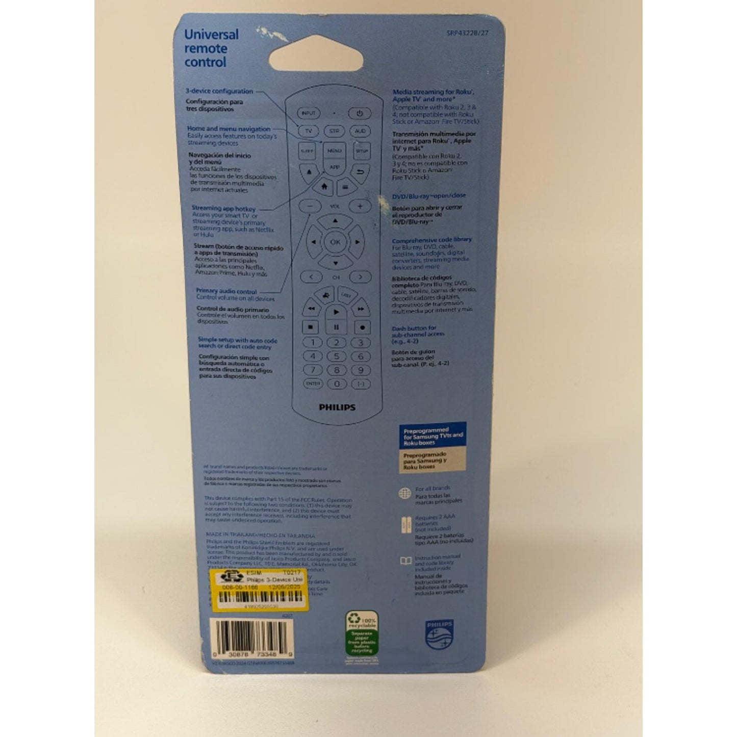 Philips Universal Remote Control For All Major Brands 3-Device Configuration