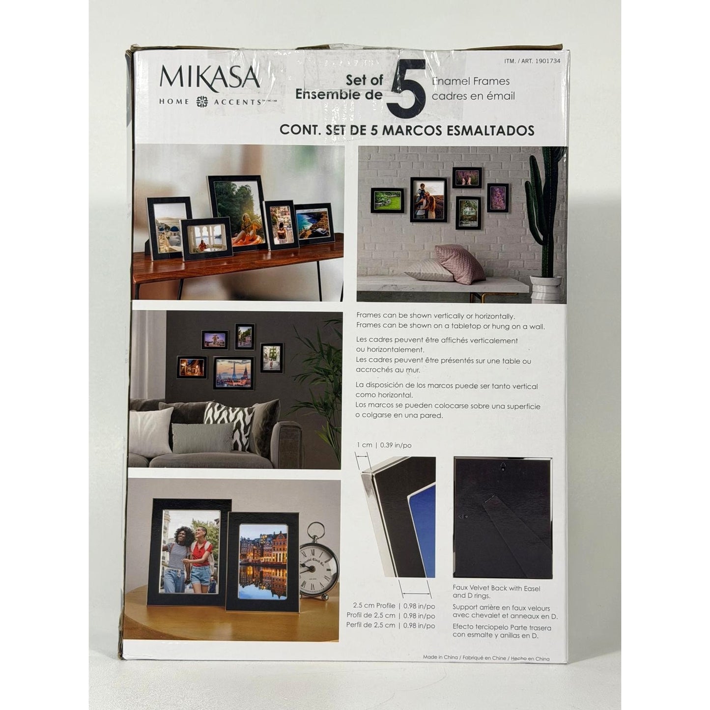Mikasa Home Accents Set of 5 Black Enamel Photo Picture Frames – New Home Decor