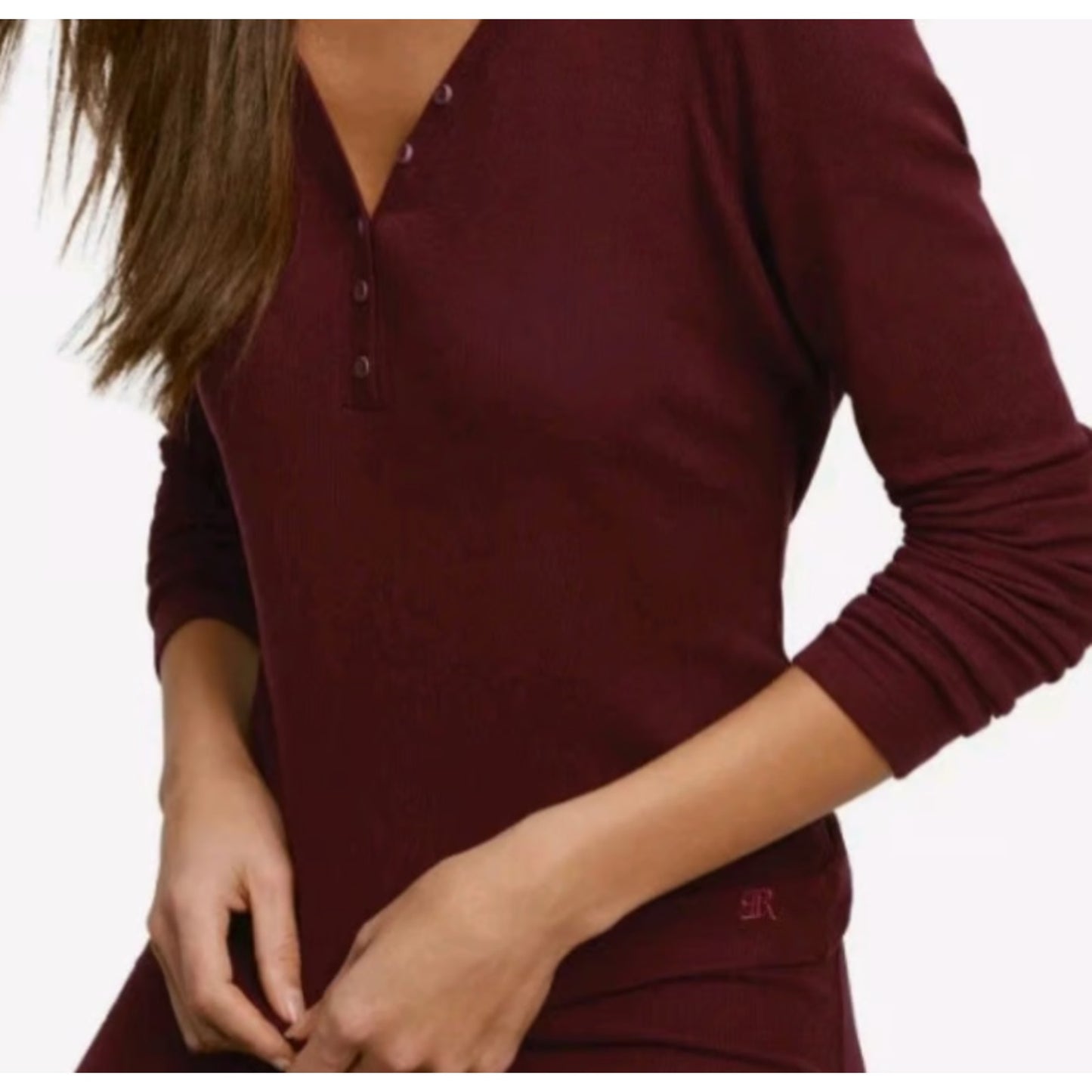 Banana Republic Womens 2-Piece Rib Lounge Soft Modal Blend XS Red Maroon