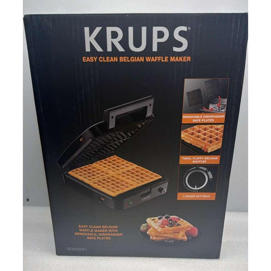 KRUPS 4-Slice Belgian Waffle Maker Stainless Steel, 5 Browning Levels, Audible
