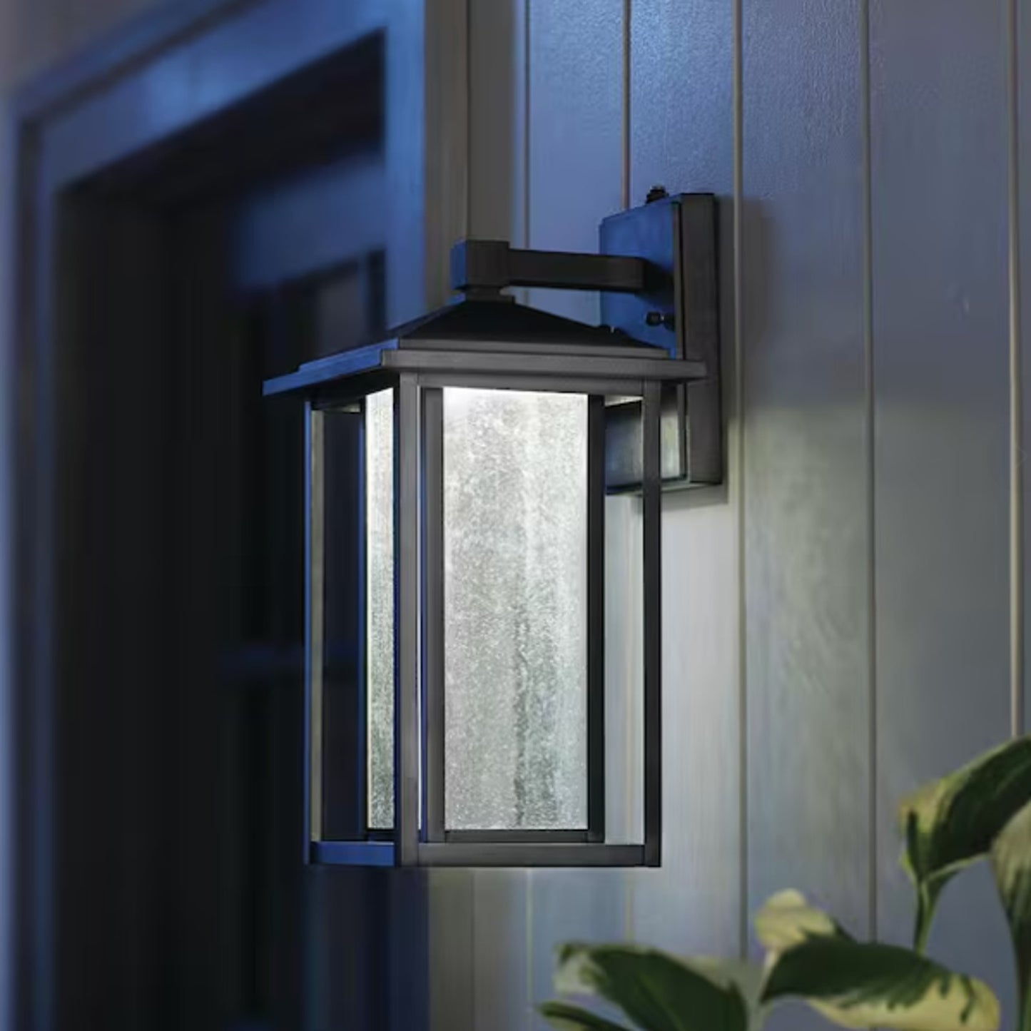 Home Decorators Mauvo Canyon 15.5 in. Black Dusk to Dawn LED Outdoor Wall Light