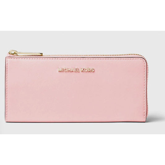 NWT Michael Kors Jet Set Travel Large Saffiano Leather Quarter-Zip Wallet Pink