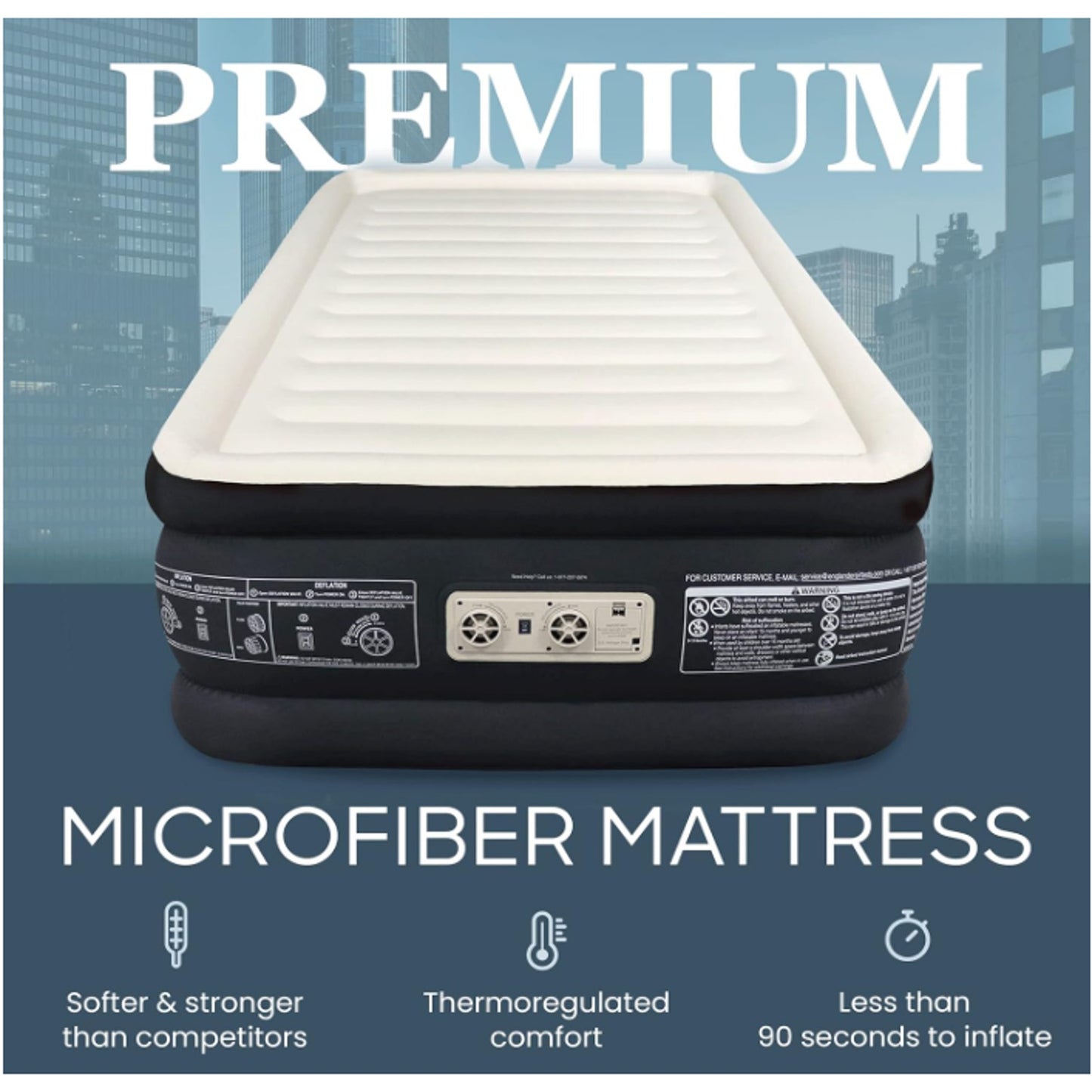Englander 83197 Twin Double-High Airbed, Built-In Pump, I-Beam, 300LB Capacity