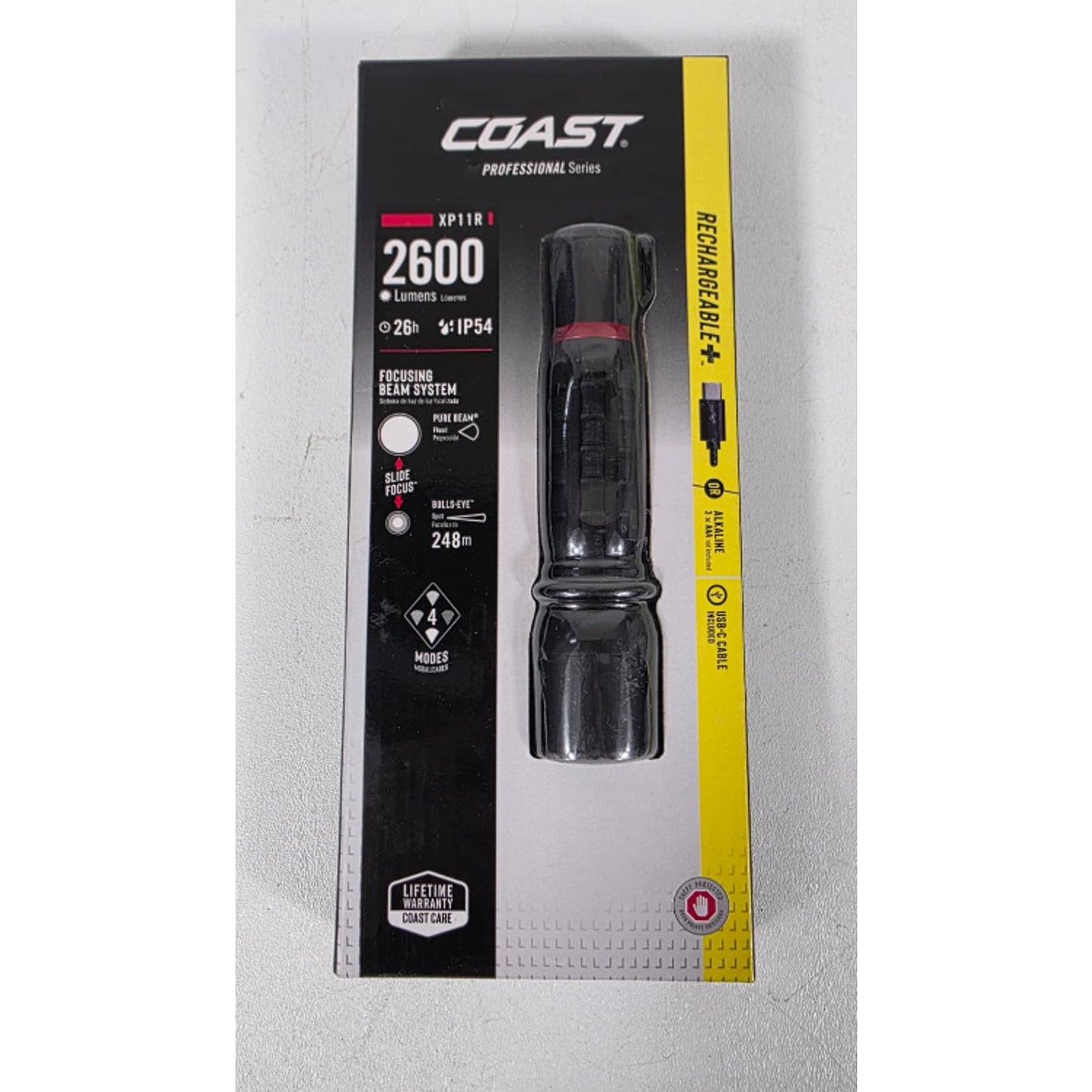 Coast XP11R 2100 Lumen Rechargeable LED Flashlight, Slide Focus, Beam Lock