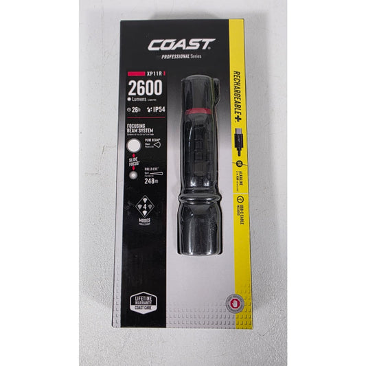 Coast XP11R 2100 Lumen Rechargeable LED Flashlight, Slide Focus, Beam Lock