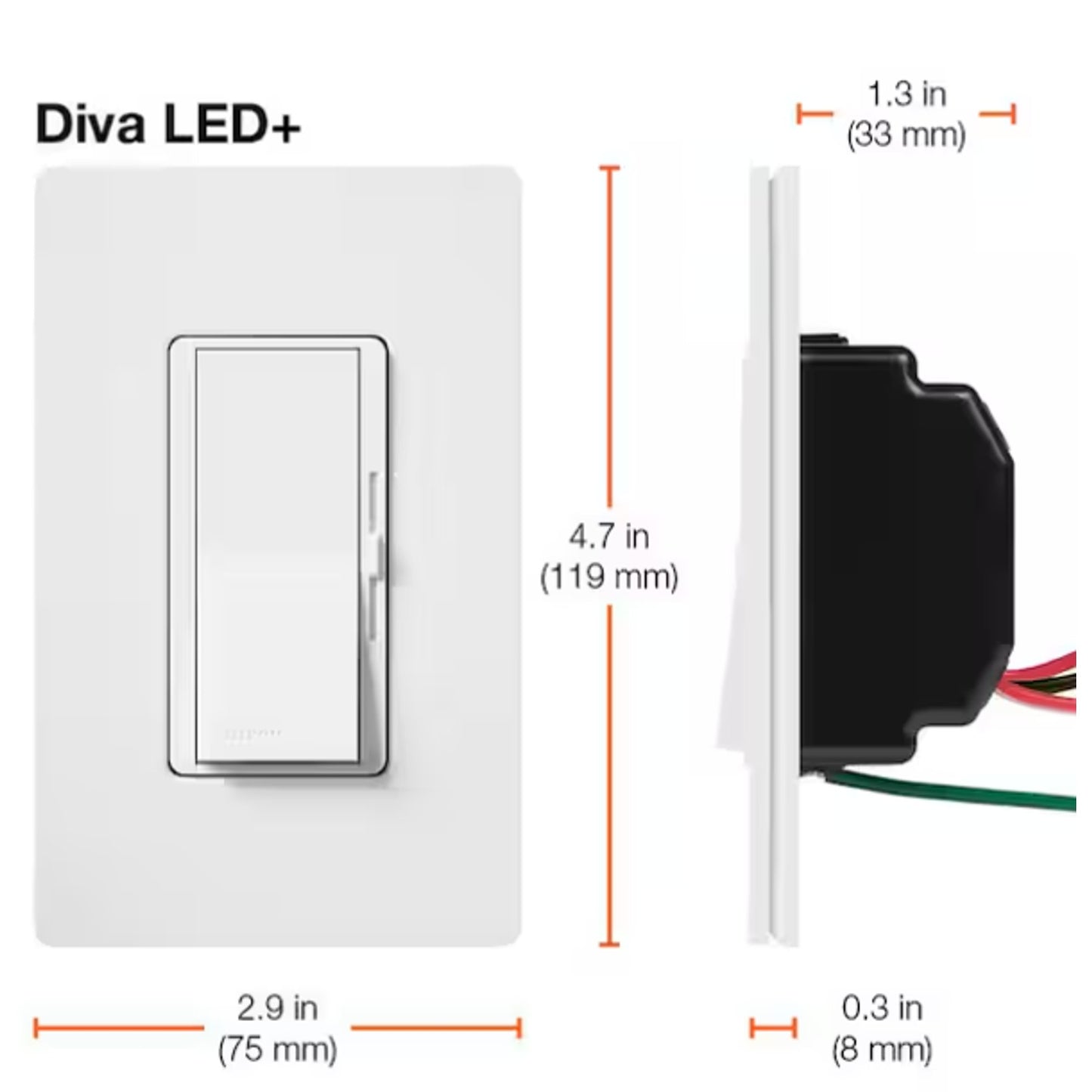Lutron Diva LED+ Dimmer Switch DVCL-153PH-BL Single-Pole/3 Way - White