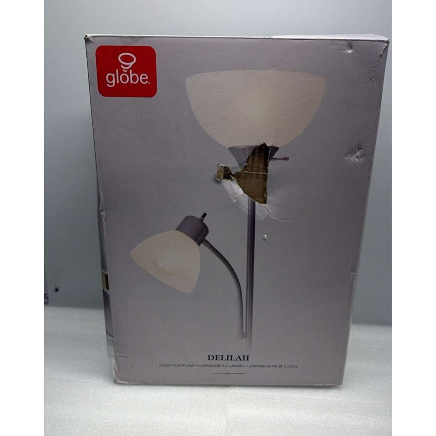 Globe Electric 67134 72" Torchiere Floor Lamp and Adjustable 1 Pack, Silver