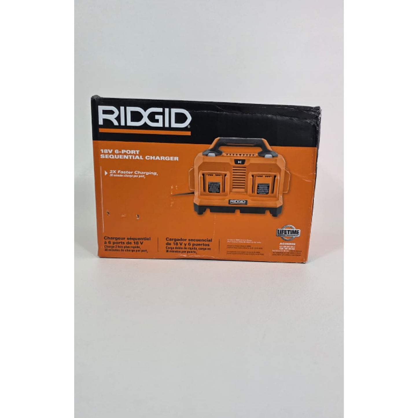 Ridgid 18V Volt 6 Port Sequential Battery Charger Station Orange AC86096
